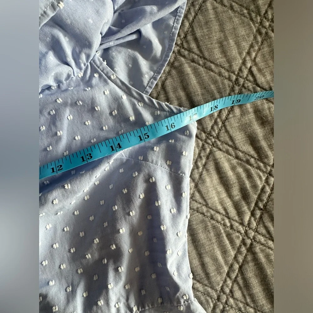 Blue Off the Shoulder Button Down Dress - Picture 5 of 11